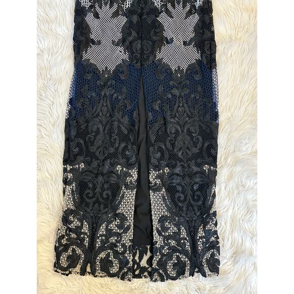 BHLDN Marchesa Notte Waldon Maxi Dress Embroidered Lace Backless Formal Gown - Picture 12 of 16